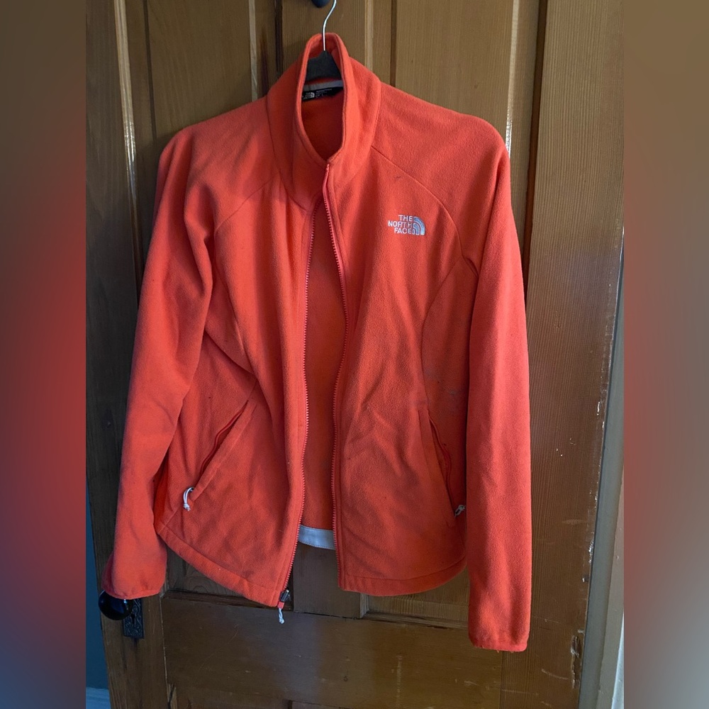 Coral red North Face zipper fleece